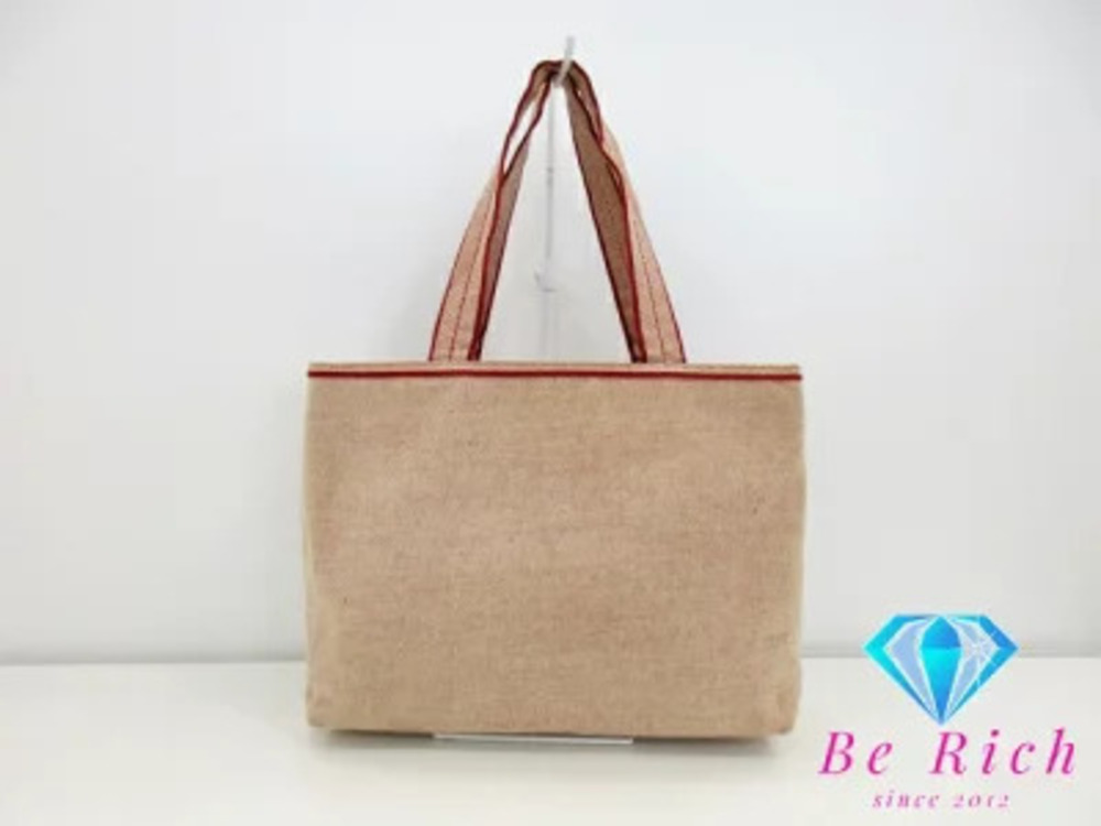 Prada Handbag canvas leather red beige tote bag shoulder
